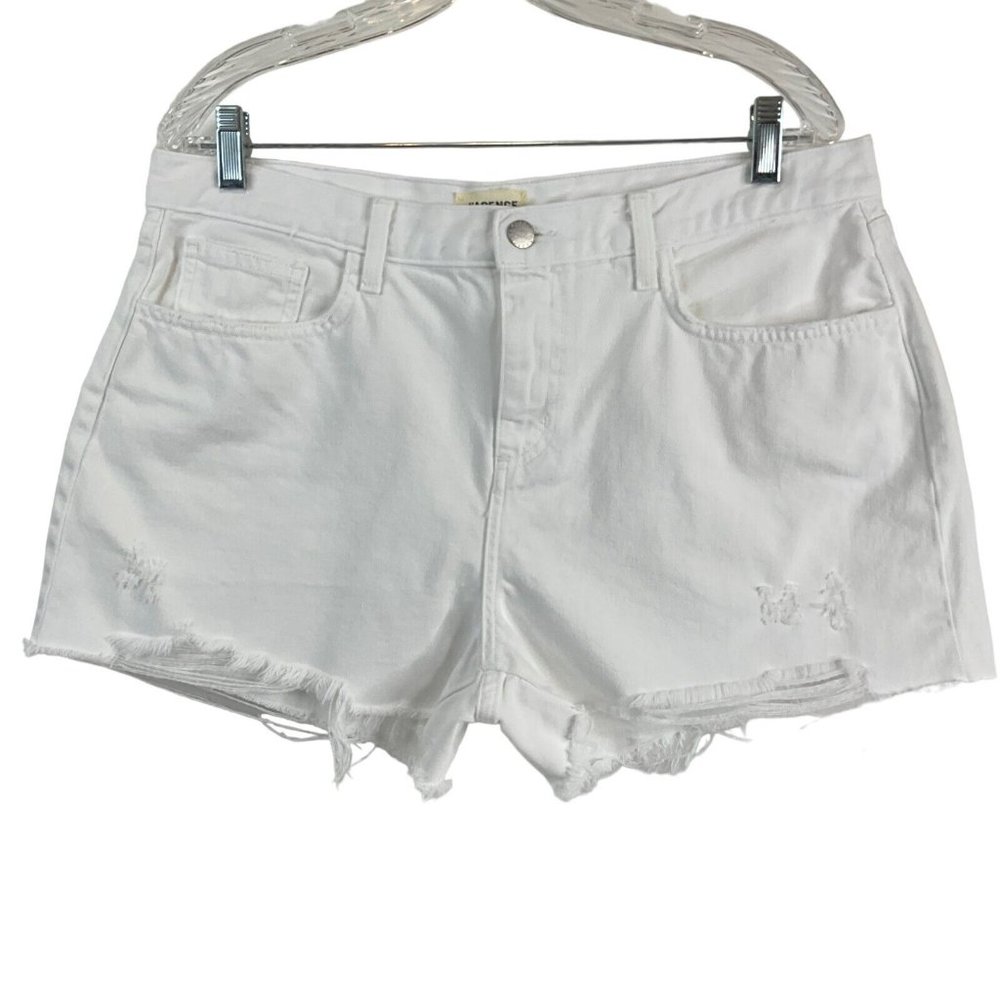 L'agence Shorts Women's Sz 32 White Audrey Mid Rise Distress Frayed $205 Nwot